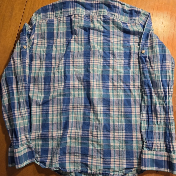LRL Lauren Jeans Co Women's Long Sleeve Button Shirt Blue/Green Plaid Large - Picture 6 of 6